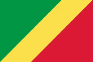 Drapeau du Congo, diagonale jaune, vert en haut, rouge en bas.