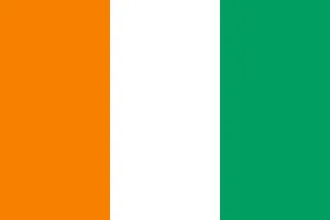 Drapeau de la C&ocirc;te d'Ivoire avec bandes orange, blanche et verte.