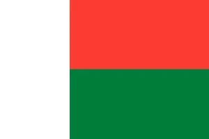 Drapeau tricolore de Madagascar. Blanc, rouge, vert.